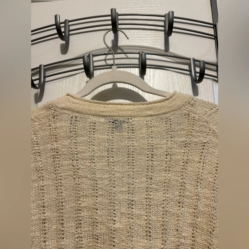 J. Crew Point Sur open‎ knit cardigan women’s XS boxy cream coastal cowgirl boho